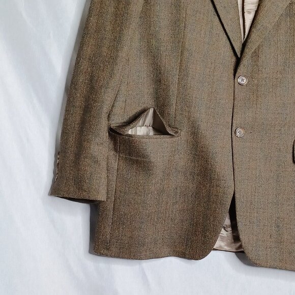 Ralph Lauren Lambs Wool Blazer Mens 42R Brown Single Breasted Made in Canada - Picture 7 of 12